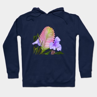 Pink Quill, Blue Flowered Torch,Tillandsia Hoodie